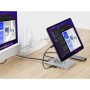 Conceptronic DONN26G Tablet Stand with 8-in-1 USB 3.2 Gen 1 Docking Station, 360° Rotating Base, Foldable, Adjustable Height, 16
